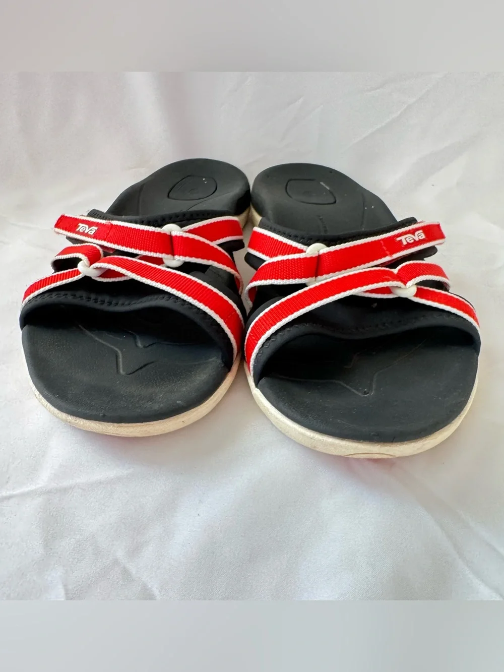 Teva TIRRA Slide Sandals Black Women’s Size 7 Red White Black Outdoor Waterproof